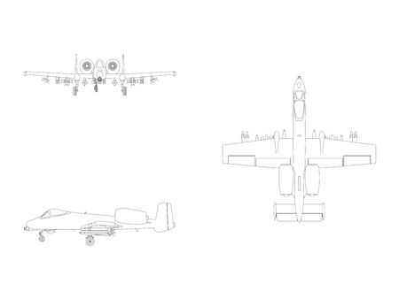 Vector illustration of a combat fighter airplane isolalted in white studio backgroundのイラスト素材
