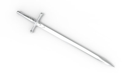 3d rendering of a ancient sword isolated on white studio background
