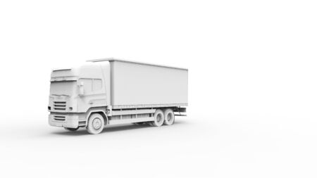 3d rendering of a modern cargo truck isolated in white studio backgroundの写真素材