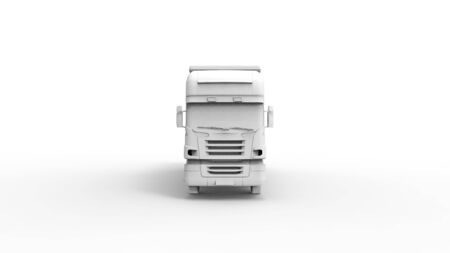 3d rendering of a modern cargo truck isolated in white studio backgroundの写真素材