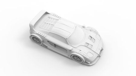 3d rendering of a coupe race car isolated on white studio background