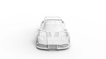 3d rendering of a coupe race car isolated on white studio backgroundの写真素材