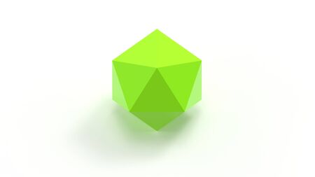 3d rendering of an icosahedron figure isolated on white backgroundの写真素材