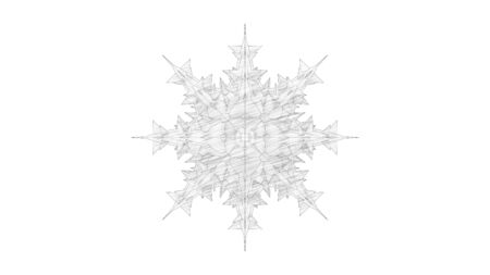 3d rendering of a crystal snowflake isolated on a white background.の写真素材