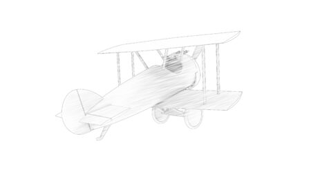 3d rendering of a world war 1 fighter bi plane isolated in white backgroundの写真素材