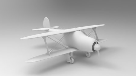 3d rendering of a bi plane isolated in white studio background