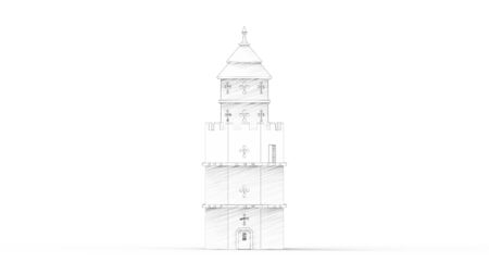 3d rendering of a medieval tower isolated.の写真素材
