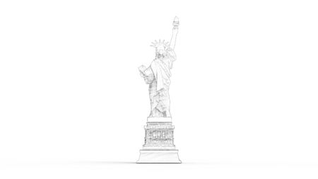 3d rendering of the statue of liberty isolated in white studio backgroundの写真素材