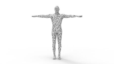 3d rendering of a man build from a mesh texture isolated in white studio backgroundの写真素材