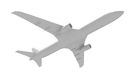 3d rendering of a jumbo jet commericial airplane isolated in white bacground