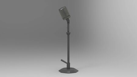 3d rendering of a vintage microphone isolated in a studio backgroundの写真素材