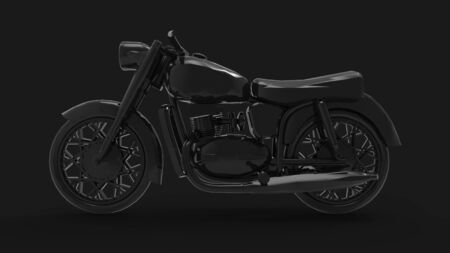 3d rendering of a vintage motorcycle isolated in studio colored backgroundの写真素材