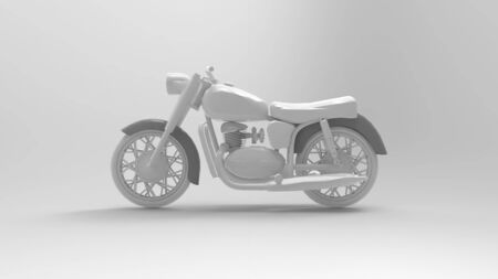 3d rendering of a vintage motorcycle isolated in studio colored backgroundの写真素材