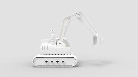 3d rendering of a small toy excavator toy isolated in studio backgroundの写真素材