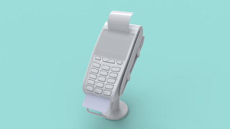 3d rendering of a pos device isolated in a colored studio background