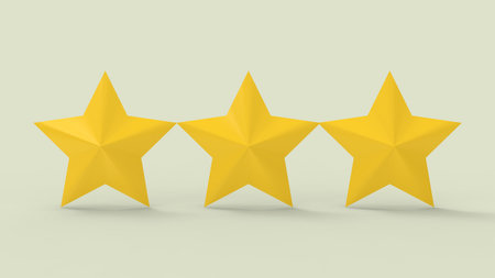 3d rendering of star rating symbols isolated in a studio background.