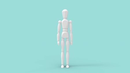 3d rendering of a wooden dummy doll isolated in studio background.の写真素材