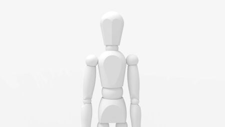 3d rendering of a wooden dummy doll isolated in studio background.の写真素材