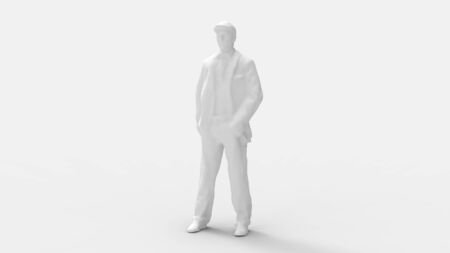 3d rendering of a computer moodel man posing isolated in whiteの写真素材