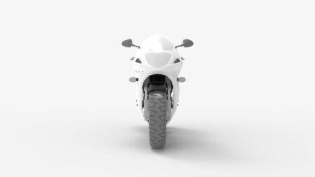 3d rendering of a super sport motorcycle isolated in a studio backgroundの写真素材