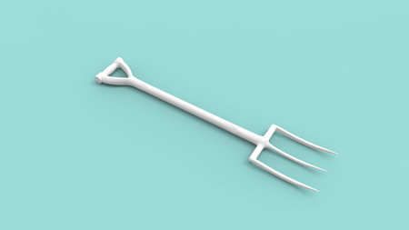 3d rendering of a pitch fork isolated in studio background