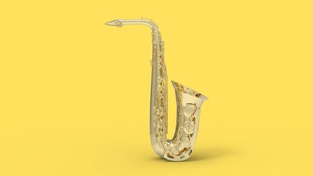 3d rendering of a saxophone isolated in a studio backgroundの写真素材