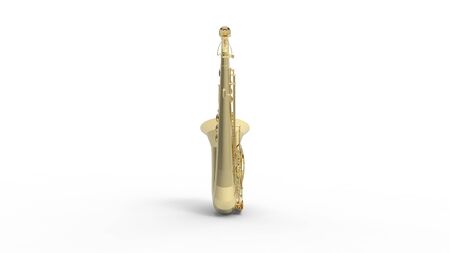 3d rendering of a saxophone isolated in a studio backgroundの写真素材