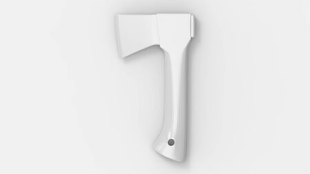 3d rendering of an axe isolated in a white studio backgroundの写真素材