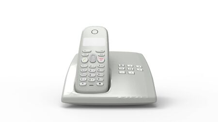 3d rendering of a telephone device isolated in a studio backgroundの写真素材