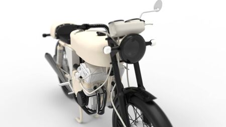 3d rendering of a brandless vintage motorcycle isolated in a studio backgroundの写真素材