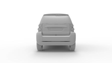 3d rendering of a small urban city car isolated in white studio backgroundの写真素材