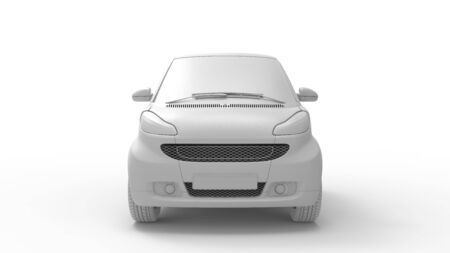 3d rendering of a small urban city car isolated in white studio backgroundの写真素材