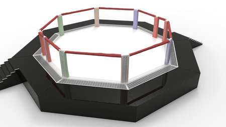3d rendering of a fighting wrestling ring isolated in a studio backgroundの写真素材
