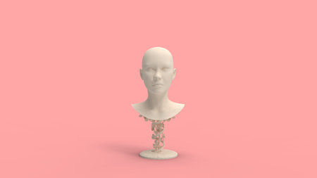 3d rendering of a human face mannequin isolated in a bright background