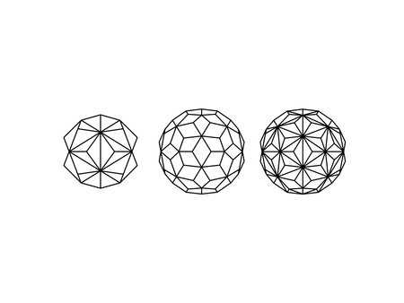 Vector illustration of a polyhedron geometric shape on white backgroundのイラスト素材