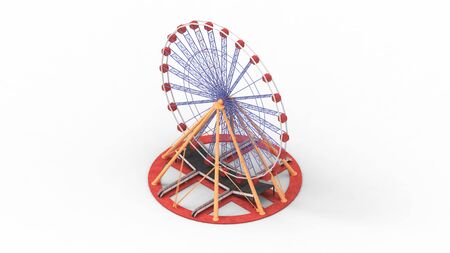 3d rendering of a ferris wheel isolated in a studio background.の写真素材