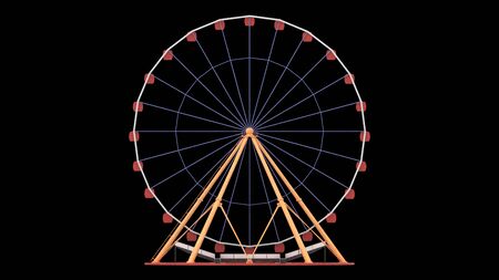 3d rendering of a ferris wheel isolated in a studio background.の写真素材
