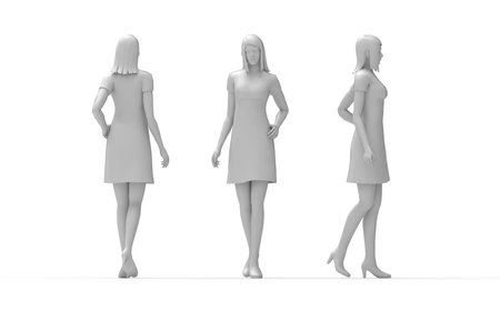 3d rendering of a woman posing and standing isolated on white a background