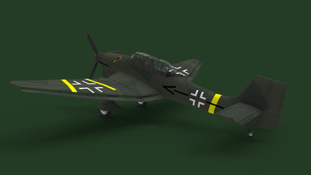 3d rendering of a world war two dive bomber airplane isolated.