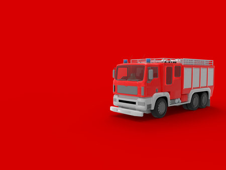 3D rendering of a fire truck isolated in a empty space background