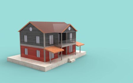 3d rendering of a villa free standing house isolated in a empty space background.の写真素材