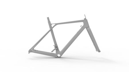 3d rendering of a bicycle frame isolated in a white studio backgroundの写真素材
