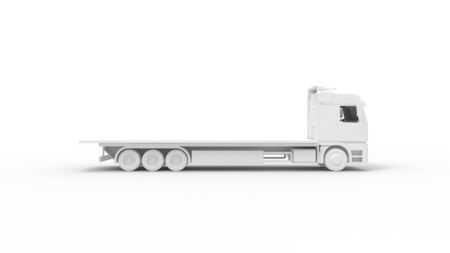 3D rendering of a computer generated white truck isolated on whiteの写真素材