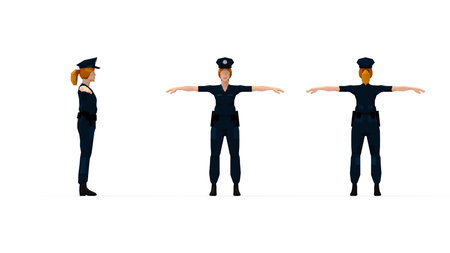 3D rendering of a computer generated police officer proffeional isolated