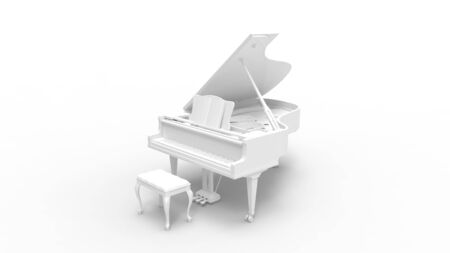 3D rendering of a piano music instrument musical play keys wooden isolated in studioの写真素材