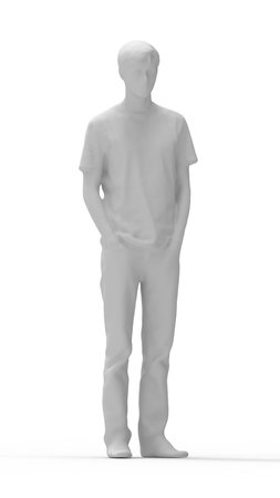 3D rendering of a man standing multiple views side front back casual isolated