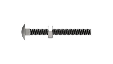 3D rendering of a bolt and nut isolated on white background