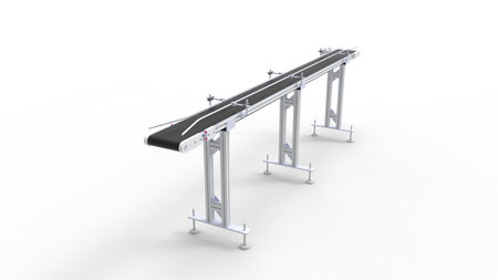 3D rendering of a convey belt factory manufacturing installation machine, isolated on white backgroundの写真素材