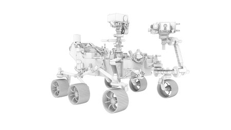 moon Mars space vehicle 3D rendering computer model isolated on white background