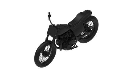 3D rendering of a motorcycle motor bike computer model on white backgroundの写真素材